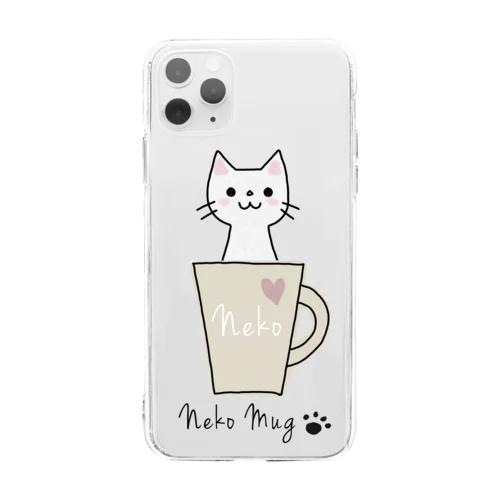 ねこマグ☆しろねこサン Soft Clear Smartphone Case