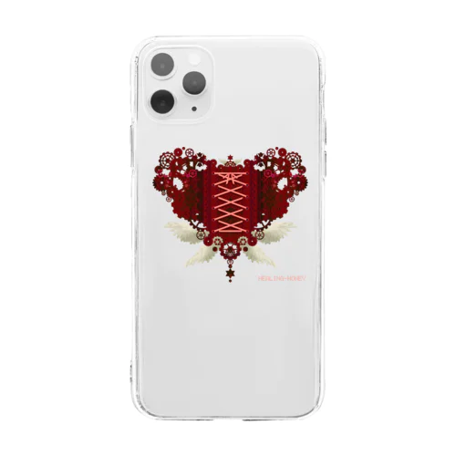 歯車（heart・R/レッド） Soft Clear Smartphone Case