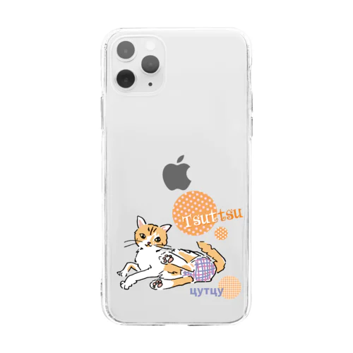 猫のつっつ Soft Clear Smartphone Case