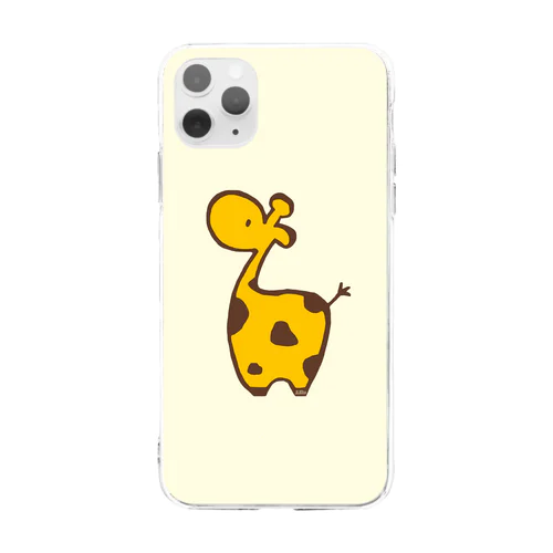 ふとっちょなきりんさん（うすいきいろ） Soft Clear Smartphone Case