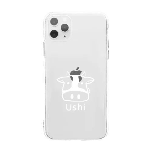 Ushi (牛) 白デザイン Soft Clear Smartphone Case