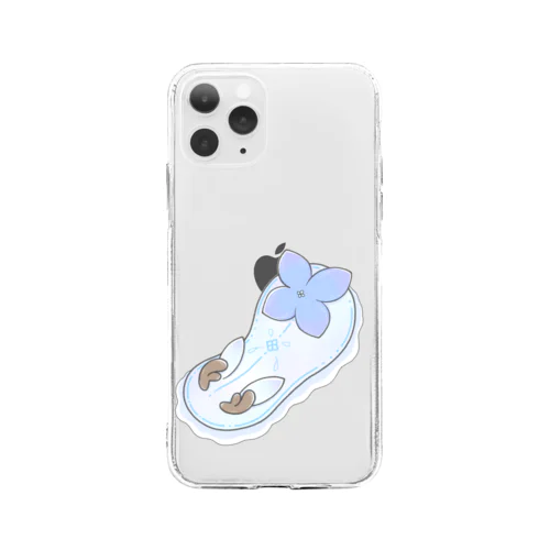ツノアリウサギアジサイモドキウミウシ 青色ver. Soft Clear Smartphone Case