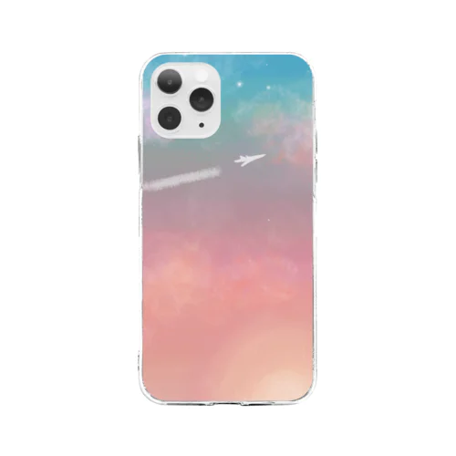 ピンクの夕方 Soft Clear Smartphone Case