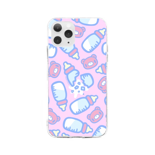 【各20点限定】ベビーグル〜ミ〜 (2/pink)  Soft Clear Smartphone Case