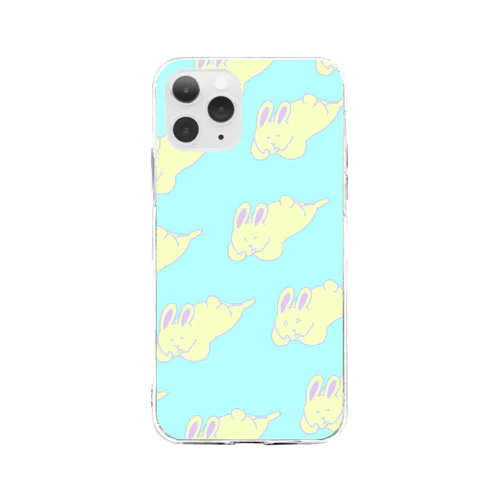 ずっと日曜日ならいいのにな〜うさぎ(水色) Soft Clear Smartphone Case