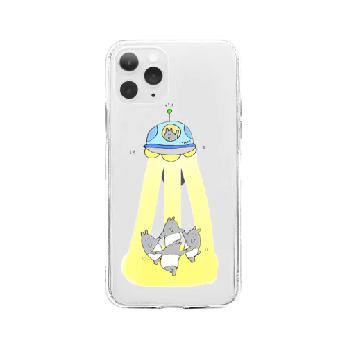 UFOに乗って一緒に遊びにいこ Soft Clear Smartphone Case