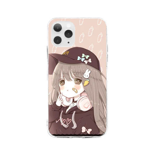 黒パーカーみるくちゃん Soft Clear Smartphone Case