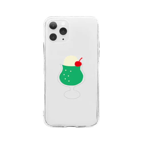 昔懐かしいクリームソーダ Soft Clear Smartphone Case