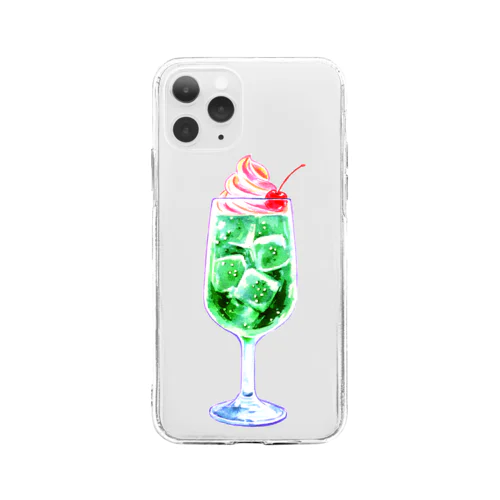 ピンクアイスとメロンソーダ Soft Clear Smartphone Case