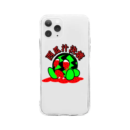 文字入り！西瓜汁決壊シリーズ Soft Clear Smartphone Case