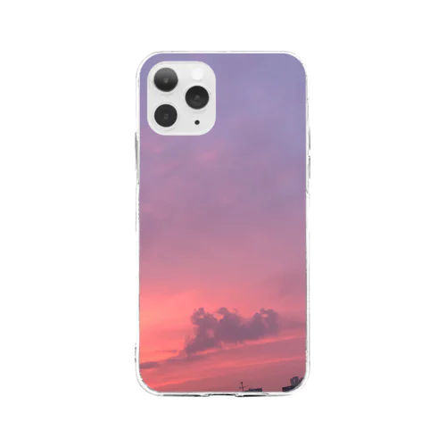 紫な夕方 Soft Clear Smartphone Case