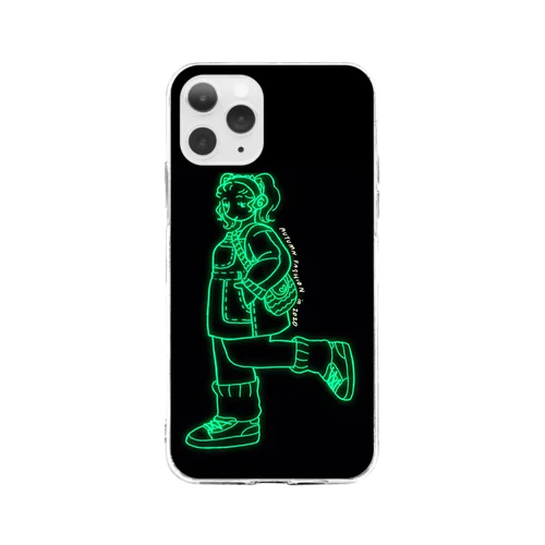 neon girl Soft Clear Smartphone Case