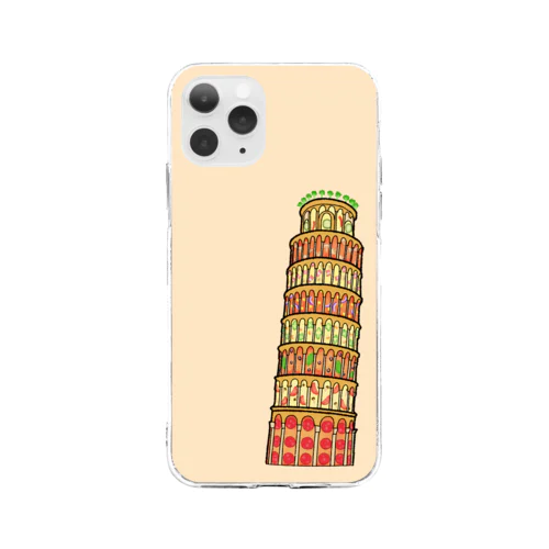 ピザの斜塔-The Tower of Pizza- Soft Clear Smartphone Case