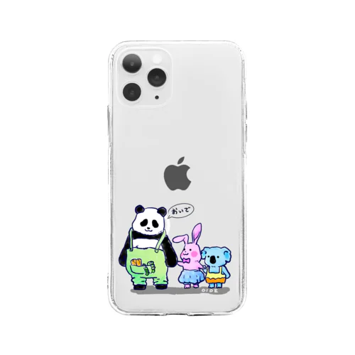 パンダうさぎコアラ（淡い色用） Soft Clear Smartphone Case