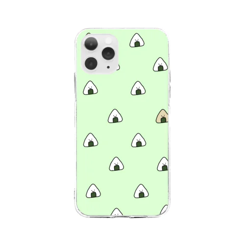 おにぎりいっぱい　グリーン Soft Clear Smartphone Case