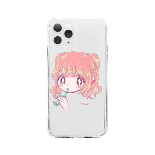 女の子とアイス Soft Clear Smartphone Case