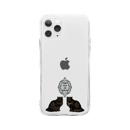 『秘密の鍵を握る猫』 Keep Calm and Goth On ゴシック 黒猫 Donation Items for cats Soft Clear Smartphone Case