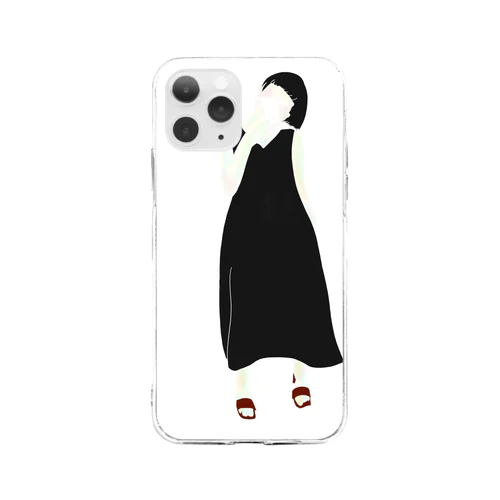 黒色 Soft Clear Smartphone Case