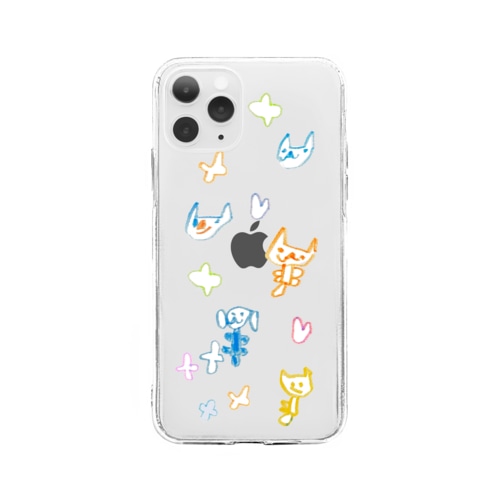 ５歳児ねこねこスマホケース Soft Clear Smartphone Case
