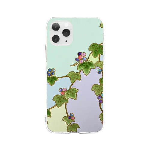 野葡萄　ステンドグラス風 Soft Clear Smartphone Case