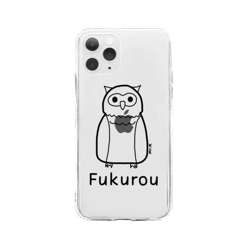 Fukurou (フクロウ) 黒デザイン Soft Clear Smartphone Case