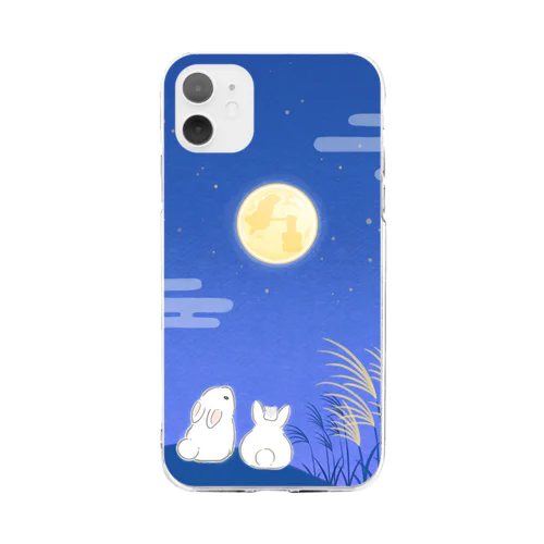 お月見！ Soft Clear Smartphone Case