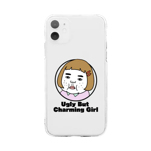 憎めないブスEnglish Soft Clear Smartphone Case