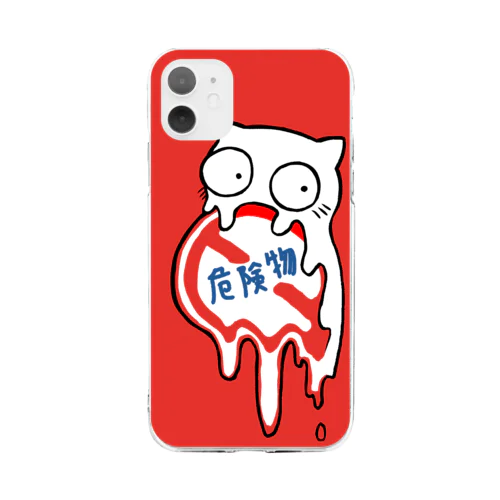 traffic sigh(危険物・赤) Soft Clear Smartphone Case