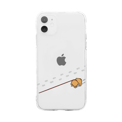 雪のイヤイヤ柴犬 Soft Clear Smartphone Case