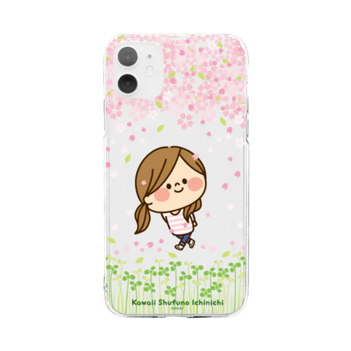 かわいい主婦の1日 サクラ Soft Clear Smartphone Case