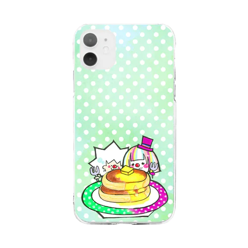 ホットケーキケース（緑） Soft Clear Smartphone Case