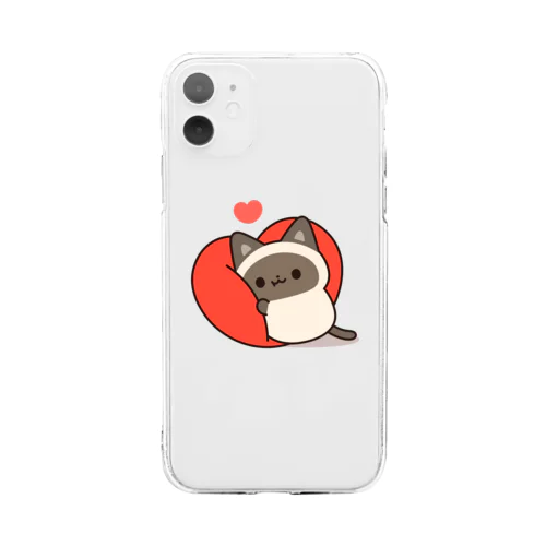 毎日使えるシャム猫さん　ラブver. Soft Clear Smartphone Case