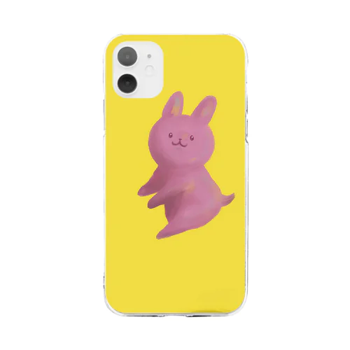 月で飛ぶうさちゃん Soft Clear Smartphone Case