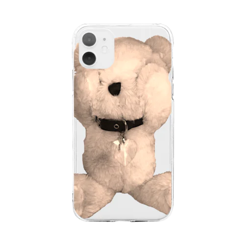 Peek-a-boo Teddy sepia Soft Clear Smartphone Case