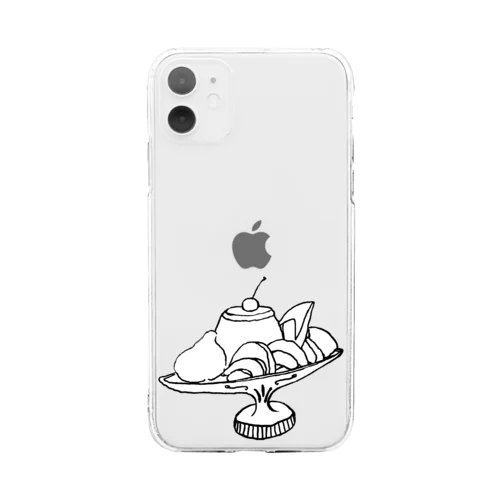 プリン・ア・ラ・モード　モノクロ Soft Clear Smartphone Case