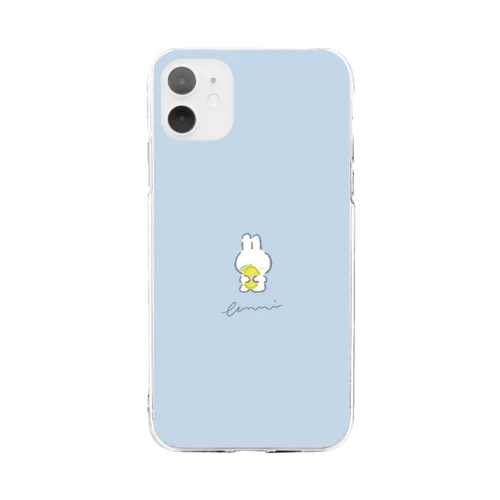 ふきげんなうさぎ(レモン) Soft Clear Smartphone Case