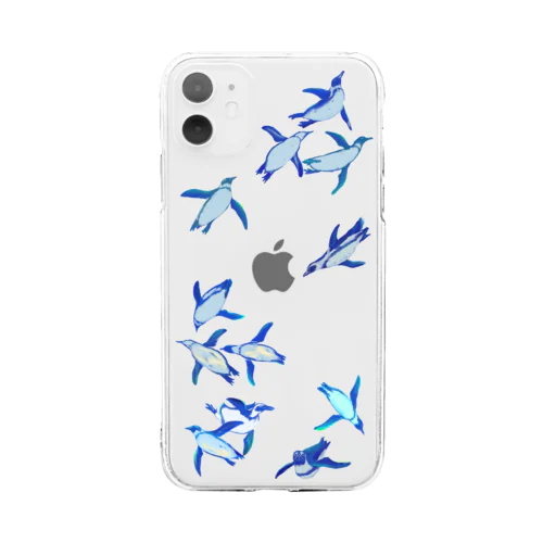 空飛ぶペンギン Soft Clear Smartphone Case