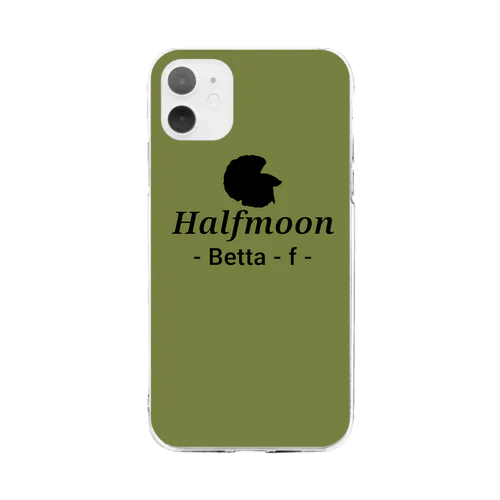 Halfmoon Betta⑤Black(Mossgreen) Soft Clear Smartphone Case