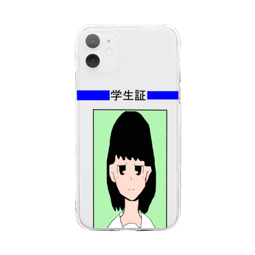 学生証（目が半開き） Soft Clear Smartphone Case