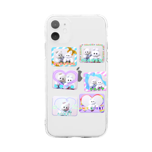 くまきちしーる貼ったよ Soft Clear Smartphone Case