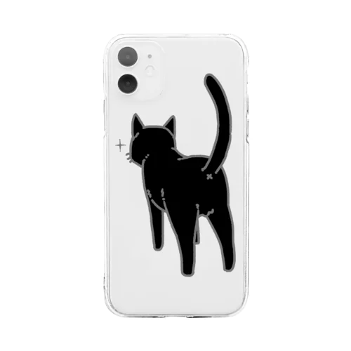 ねこけつ（黒猫） Soft Clear Smartphone Case