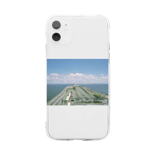 White n Blue Soft Clear Smartphone Case