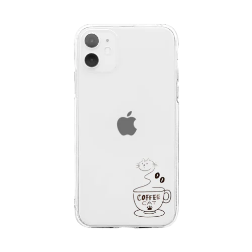 COFFEE CAT 2 湯気猫 Soft Clear Smartphone Case