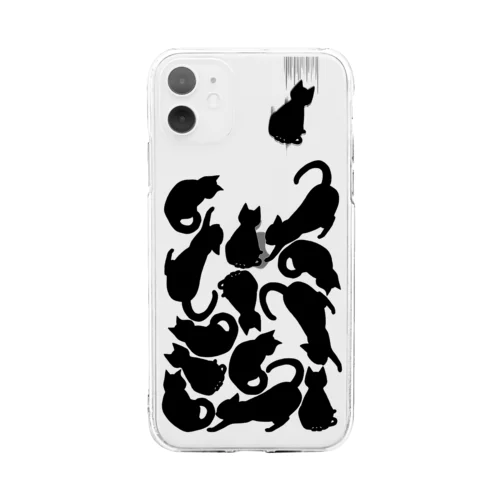 にゃトリス（黒猫） Soft Clear Smartphone Case