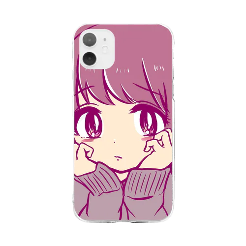 こっちを見てよ。女の子 Soft Clear Smartphone Case