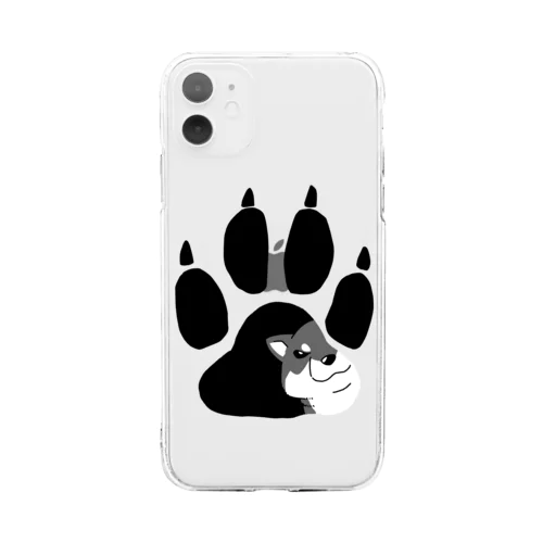 ちらり柴犬（黒柴） Soft Clear Smartphone Case