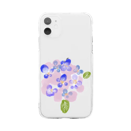 君の名は紫陽花 Soft Clear Smartphone Case