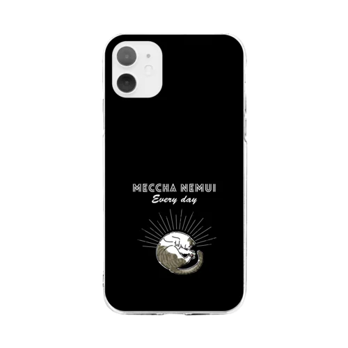 MECCHA NEMUI ねこ BLACK Soft Clear Smartphone Case