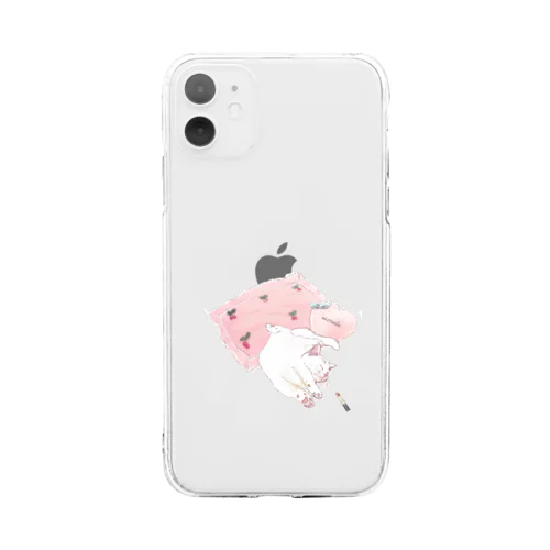 おねむｚｚｚ白猫ちゃん♡ Soft Clear Smartphone Case