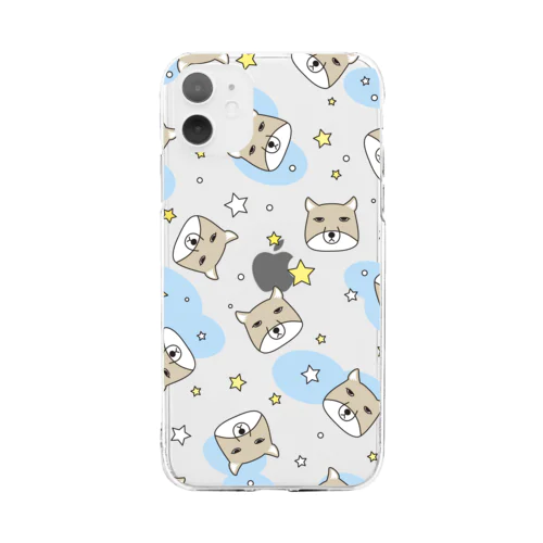 チベットスナギツネ　うじゃうじゃ(ブルー) Soft Clear Smartphone Case